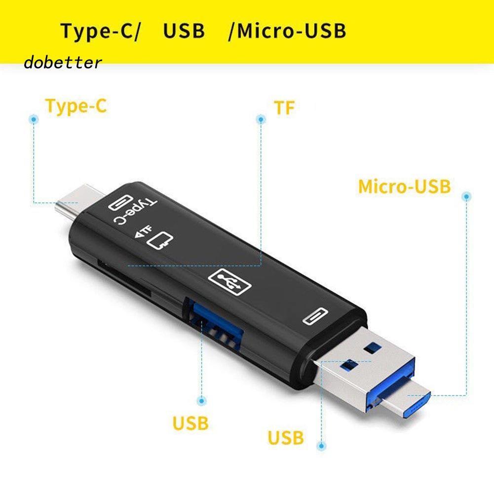 Đầu Đọc Thẻ Nhớ 5 Trong 1 Usb 3.0 Type-C Micro Otg Tf