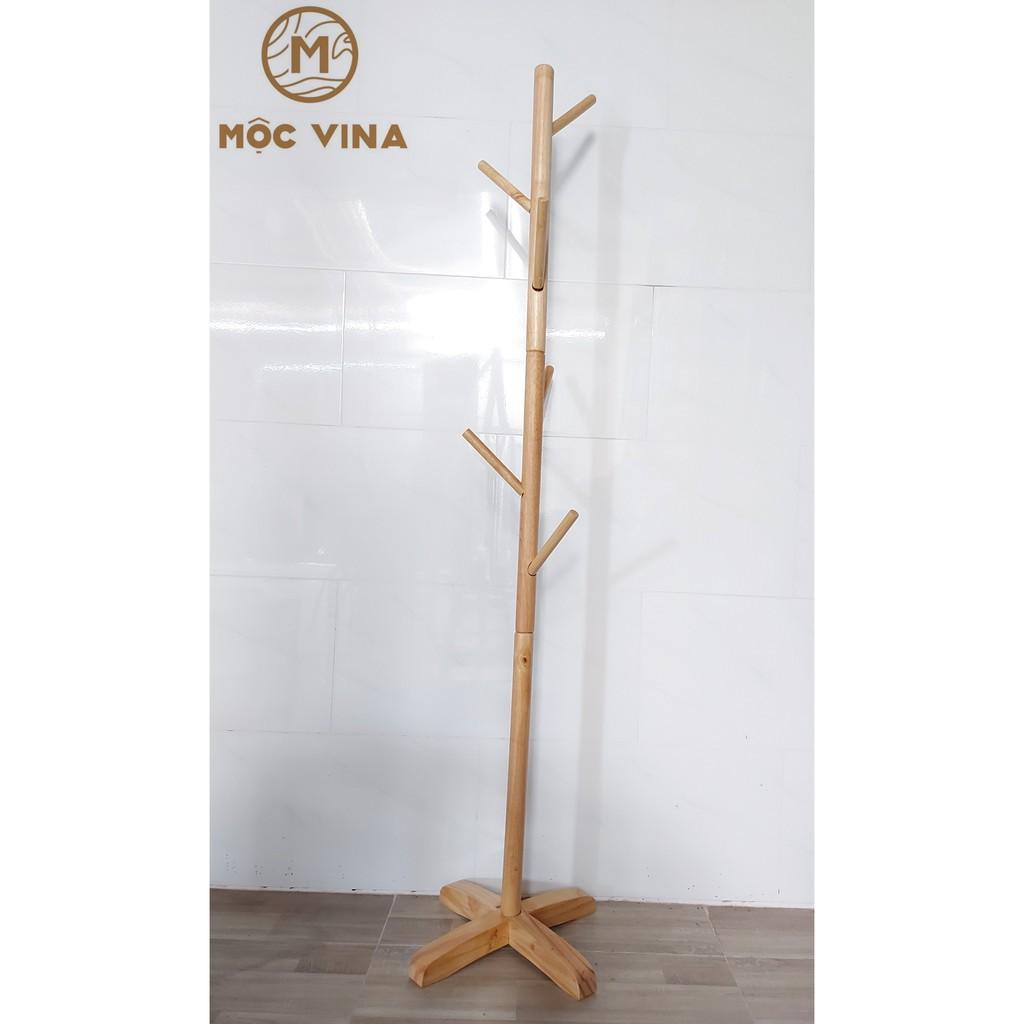 Cây Treo Quần Áo Đứng Gỗ Cao Su Móc Quần Áo Gỗ Phong Cách Hàn Quốc KT 150cm x 45cm x 45cm Mộc Vina
