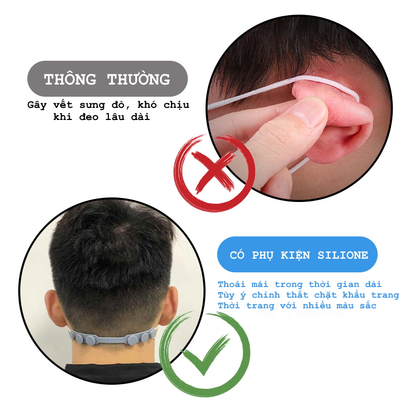 COMBO 02 MÓC ĐEO KHẨU TRANG CHỐNG ĐAU TAI. Model: KOREA01. chống đau tai khi đeo khẩu trang y tế