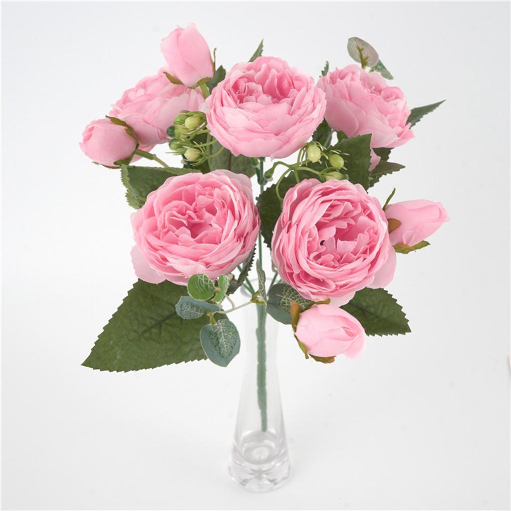 2X Artificial Silk Peony Bridal Bouquets for Wedding Home Decoration Pink