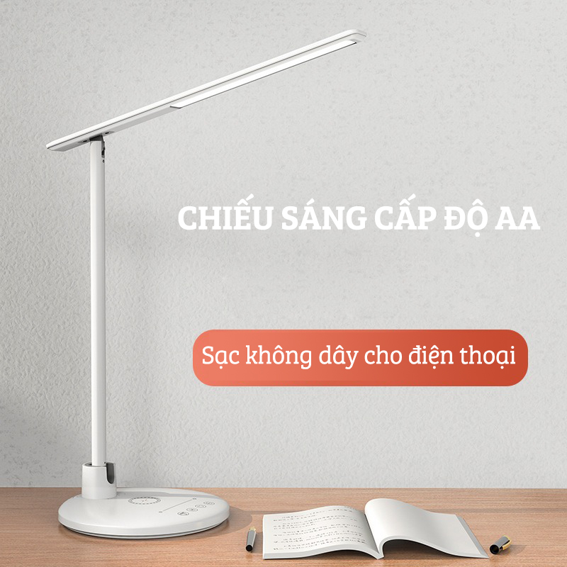 Đèn Bàn Học FEIDASH TB53S/ TB53SW, Sử dụng công nghệ led quang phổ cho ánh sáng tốt hơn, giúp chống cận và bảo vệ mắt - Cảm biến 1 chạm - Hỗ trợ sạc không dây cho điện thoại - Dung lượng Pin sạc lên đến 2000mAh - Hàng chính hãng