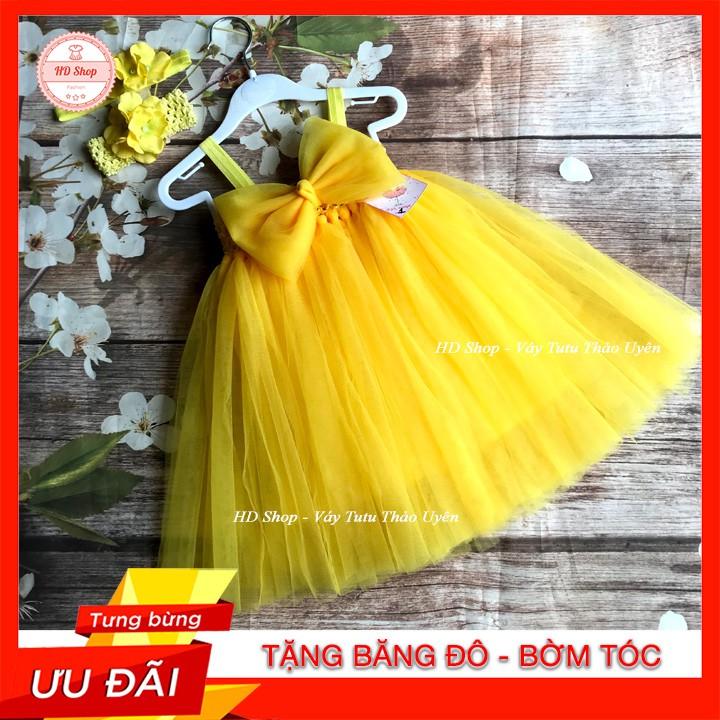 Đầm công chúa cho bé ️FREESHIP️ Đầm công chúa vàng nơ chéo cho bé gái