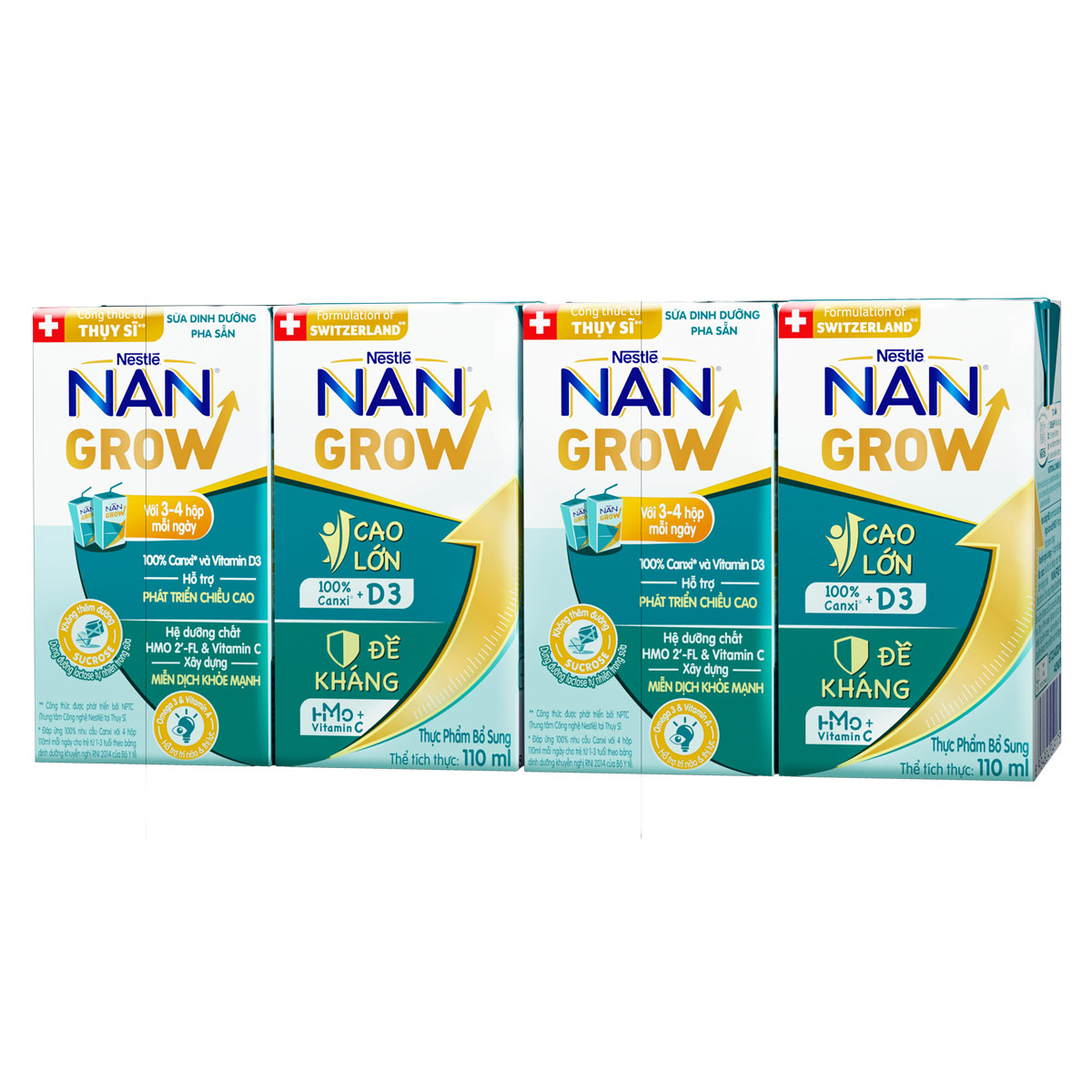 Thùng sữa bột pha sẵn Thực phẩm bổ sung Nestlé NANGROW 9(4x110ml) sữa mát công thức từ Thụy Sĩ với 100% Canxi giúp bé cao lớn vượt trội dành cho bé từ 1 tuổi