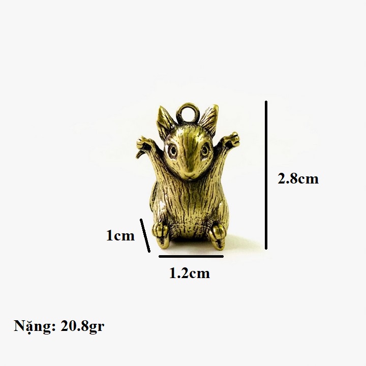 Móc Khóa Tượng Đồng Con Chuột có màu đồng, kích thước 1.2 x 1 x 2.8cm dùng để làm móc khóa, trưng trên bàn, làm quà tặng lưu niệm - TMT Collection - SP005215