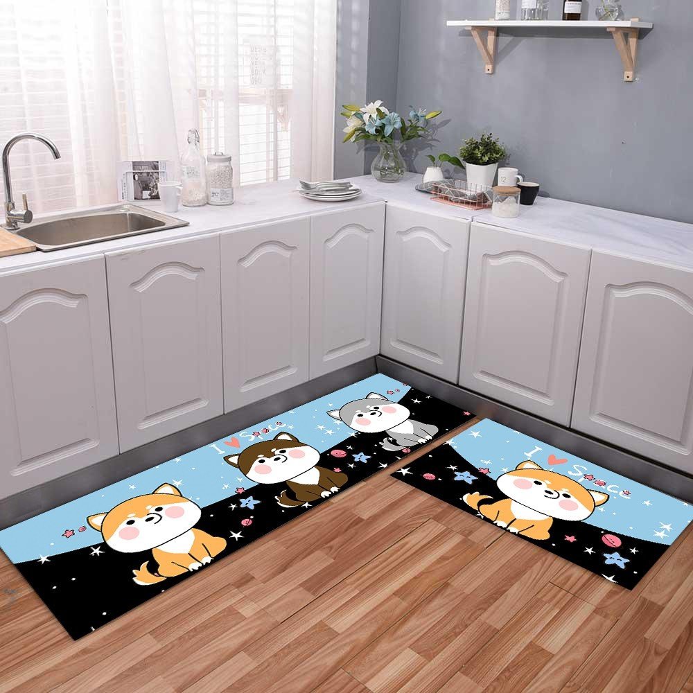 Set 2 thảm bếp 3D cao cấp (40*60cm&amp;120cm) - thiên nhiên và động vật