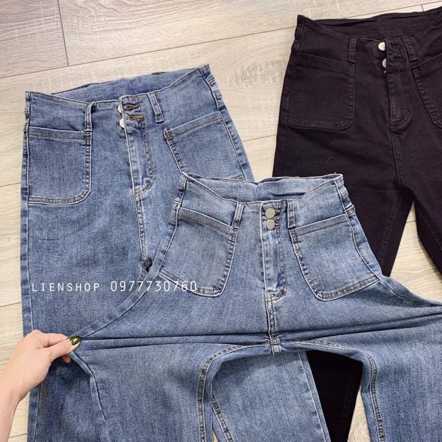 Quần jean skinny cạp cao túi ốp co giãn nữ Q080