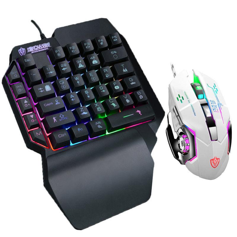 Phong cách mới nhất của bàn phím cơ keycap nhân vật gà một tay độ nét macro chuột phát sáng bộ cf gà thuận tay trái bàn phím nhỏ sáng