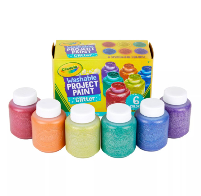 BỘ 6 LỌ MÀU NƯỚC KIM TUYẾN RỬA ĐƯỢC Crayola