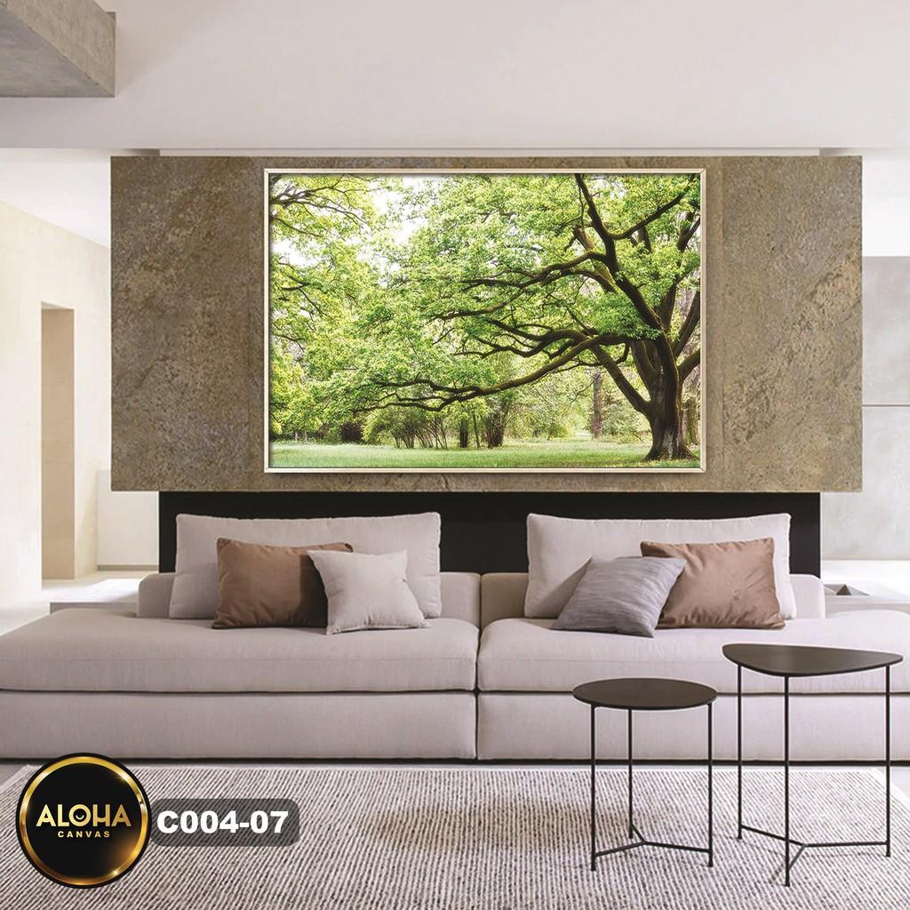 Tranh Cây Treo Tường Phòng Khách Chất Liệu Canvas Sang Trọng Hiện Đại Không Cần Khoan Tường