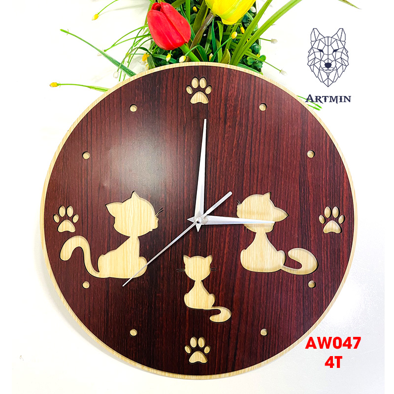 AW047 - Đồng Hồ Gỗ Treo Tường – Đồng Hồ Decor Trang Trí 2023 So Cute