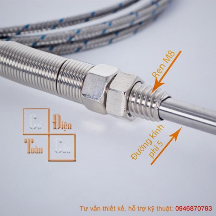 Cảm biến nhiệt độ WRNT-01, WRNT-02 ( can nhiệt K, can K ) độ dài dây 1000mm, 2000mm, 3000m và 5000mm