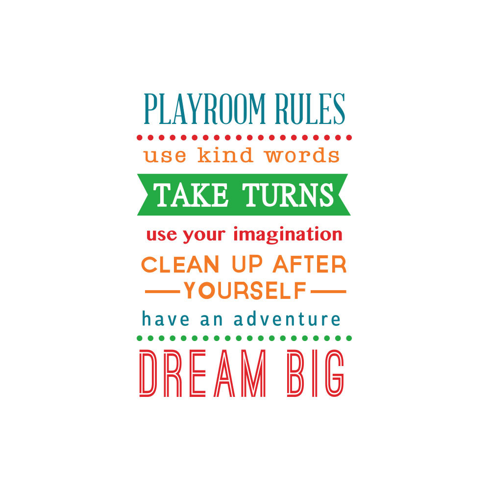 Decal Dán Tường Tiếng Anh Trang Trí Phòng Học " Playroom Rules" Trang Trí Nhà Cửa Sáng Tạo