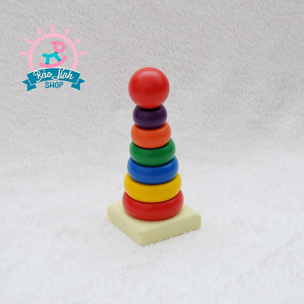 Đồ chơi gỗ cho bé 1 tuổi - Tháp chồng size nhỏ rèn vận động tinh, phát triển trí tuệ, tư duy