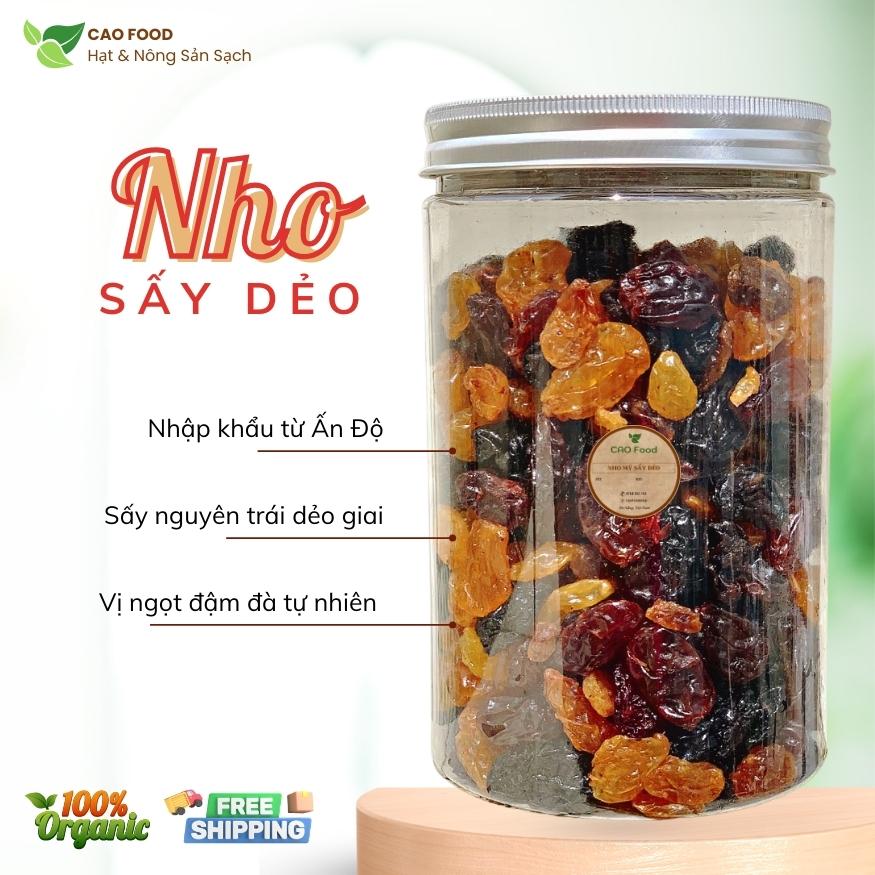 Nho sấy dẻo mixed 3 màu CAO Food từ 100% nho tươi nhập khẩu Mỹ - sấy mọng chua ngọt tự nhiên