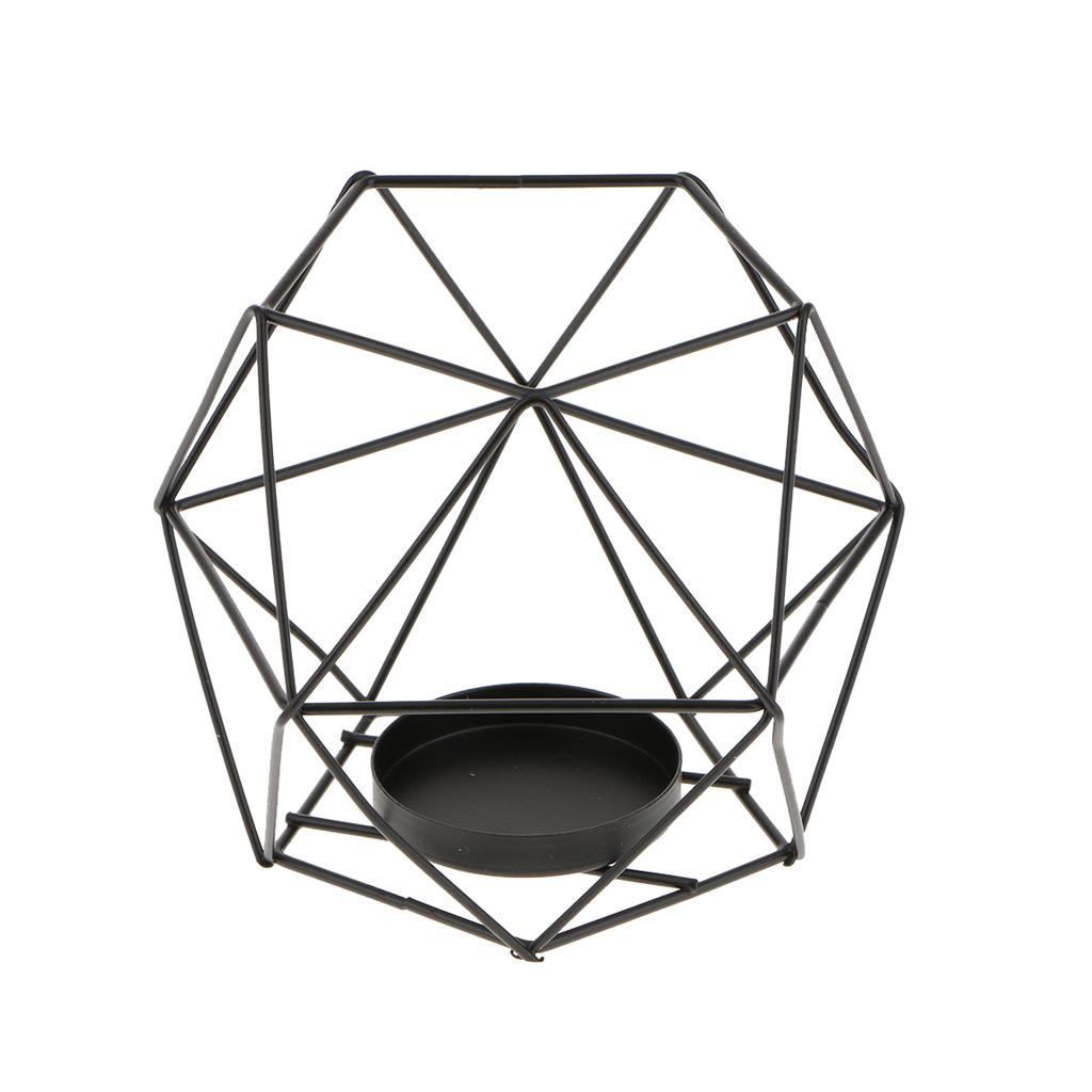 3pcs Nordic Style Geometric Tea Light Candle Holder Tea Light Lantern Black