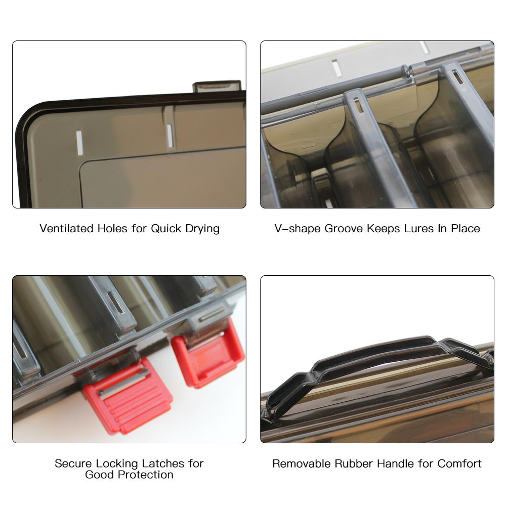 Hộp đựng mồi câu cá bằng nhựa 14 ngăn hai mặt