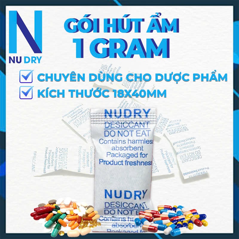 Gói Hút Ẩm Silica Gel 1 GRAM NU DRY  ( Gian hàng chính hãng ) dùng cho dược phẩm  đóng túi 1kg