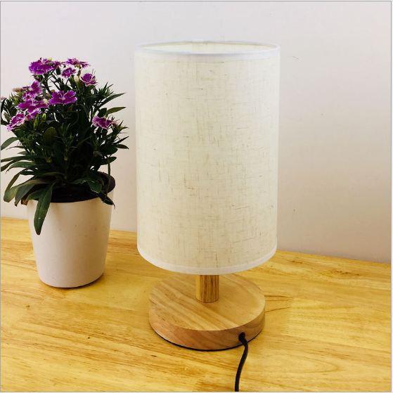 Đèn ngủ để bàn gỗ cao cấp chóa vải - Tặng kèm bóng LED chuyên dụng