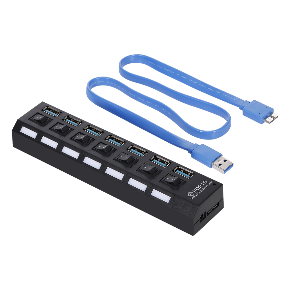 Bộ chia USB 7 cổng USB 3.0 HUB 7 cổng Expander với công tắc cho PC