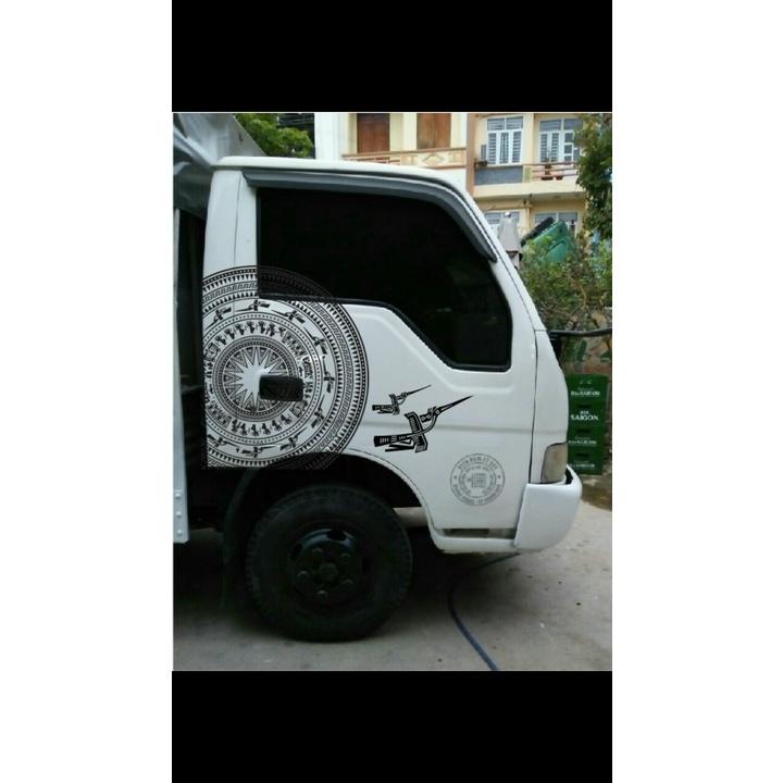 Decal dán tem xe tải mẫu trống đồng đủ bộ decan ô tô chất lượng cao, không ố vàng, decan ngoài trời sắc nét