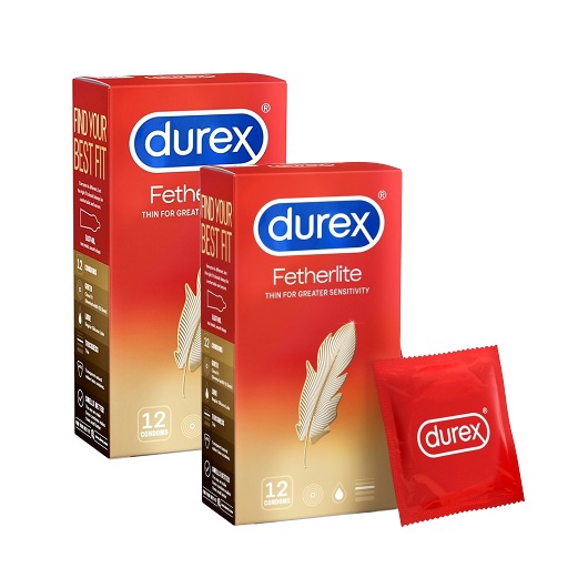 Bộ 2 hộp Bao cao su Durex Fetherlite Thin Greater 12 bao / hộp - Thiết kế Siêu mỏng 52.5mm từ Bao cao su Durex CAO CẤP