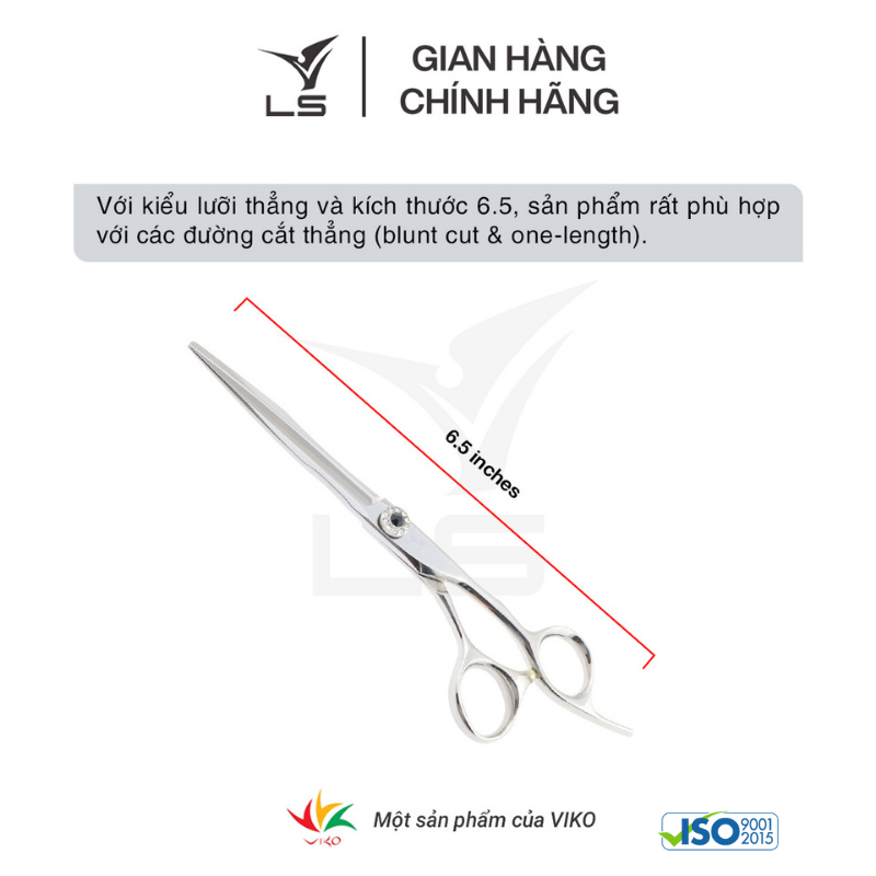 Kéo cắt tóc LS lưỡi thẳng quai offset vênh đỡ ngón cố định FA13/6.5