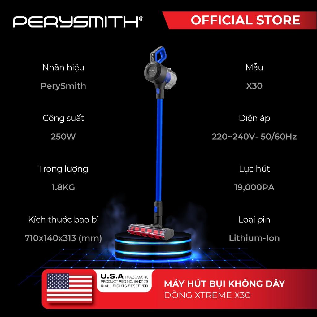 Máy hút bụi cầm tay không dây PerySmith Xtreme X30 lực hút 19000PA - Hàng chính hãng