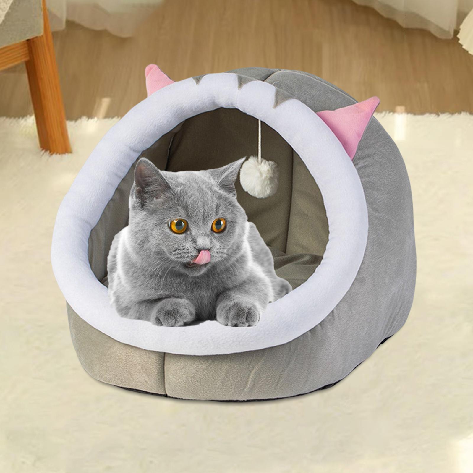 Pet Cat Bed with Ball Toy Sleeping Bed Nest Small Dog House for Indoor Outdoor Pet Accessories