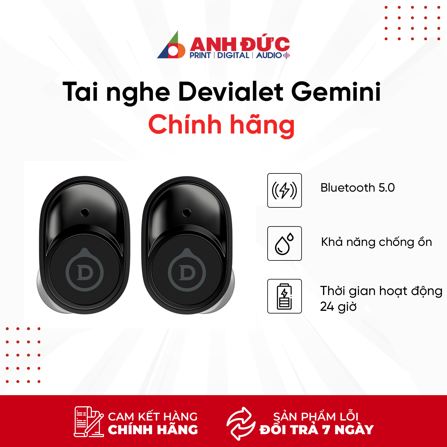 Tai nghe True Wireless Devialet Gemini Hàng Chính Hãng