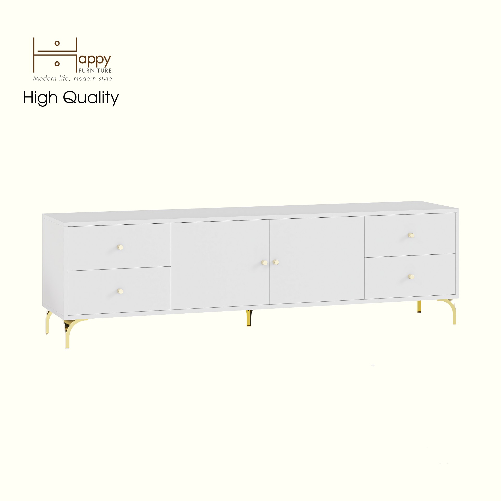 HAPPY FURNITURE , Kệ TV 2 cửa mở 4 ngăn kéo - HAPPI, KTV_082 , 180cm x 40cm x 52cm DxRxC