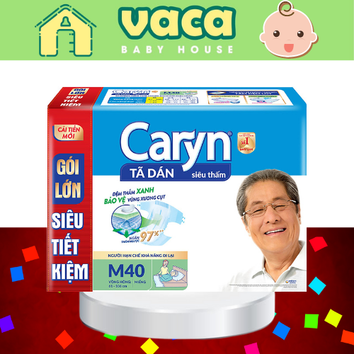 Tã Dán Siêu Thấm Caryn Gói Siêu Tiết Kiệm M40 (40 Miếng)