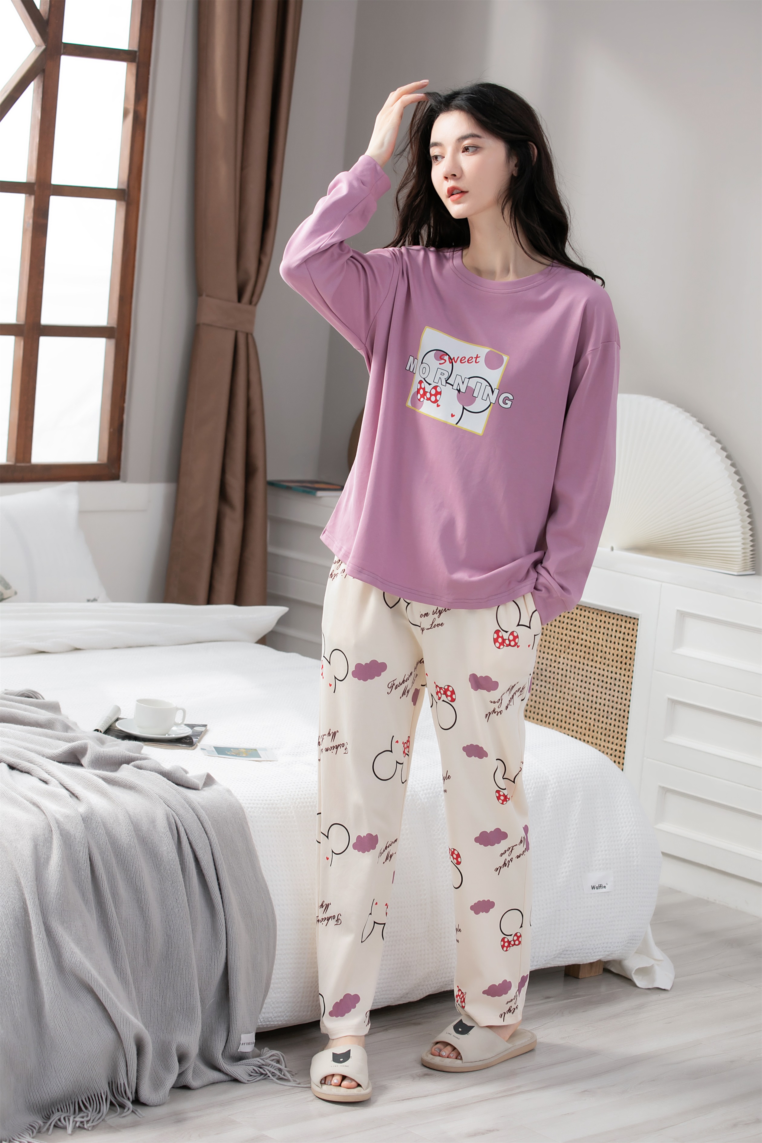 Đồ mặc nhà nữ thu đông cotton mịn đẹp 5119