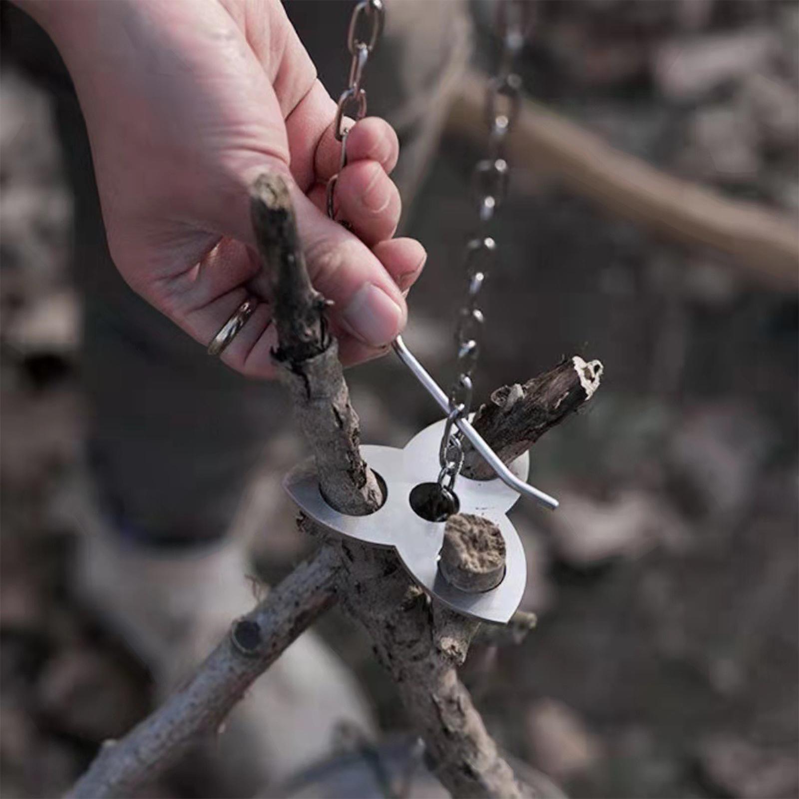 Camping Tripod Board, Turn Branches into Campfire Tripod, Campfire Support Plate with Chain for Hanging Cookware, Great Accessory for Outdoor Cooking