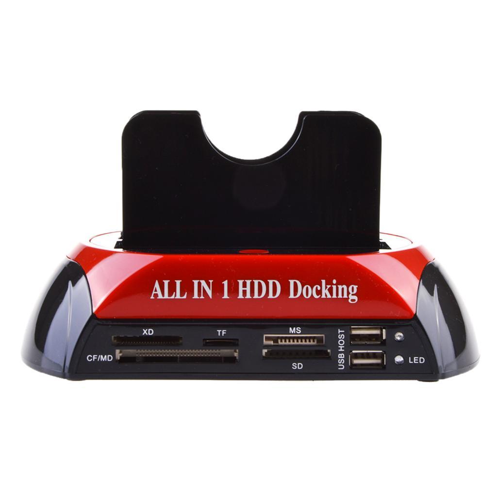 HDD Station SATA IDE Dual USB 2.0 Clone Hard Drive Card Reader Docks AU plug