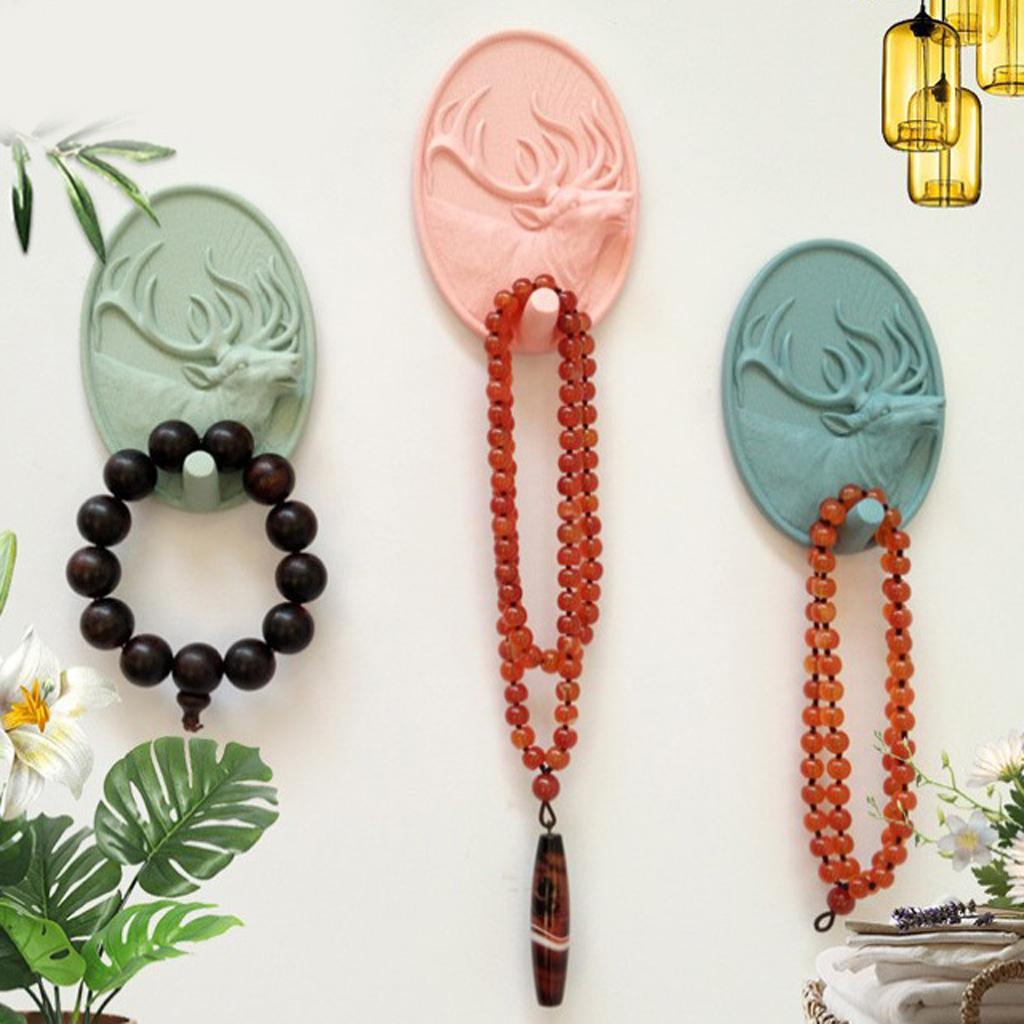 3D Resin Animal Deer Head Self-adhesive Hook Wall Hanger Hooks Rack