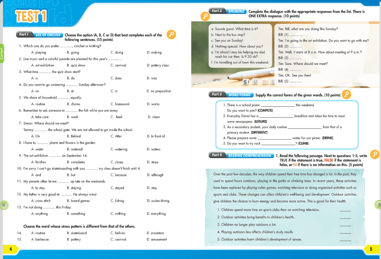 Practice Tests Grade 8 Sách mềm sách học sinh