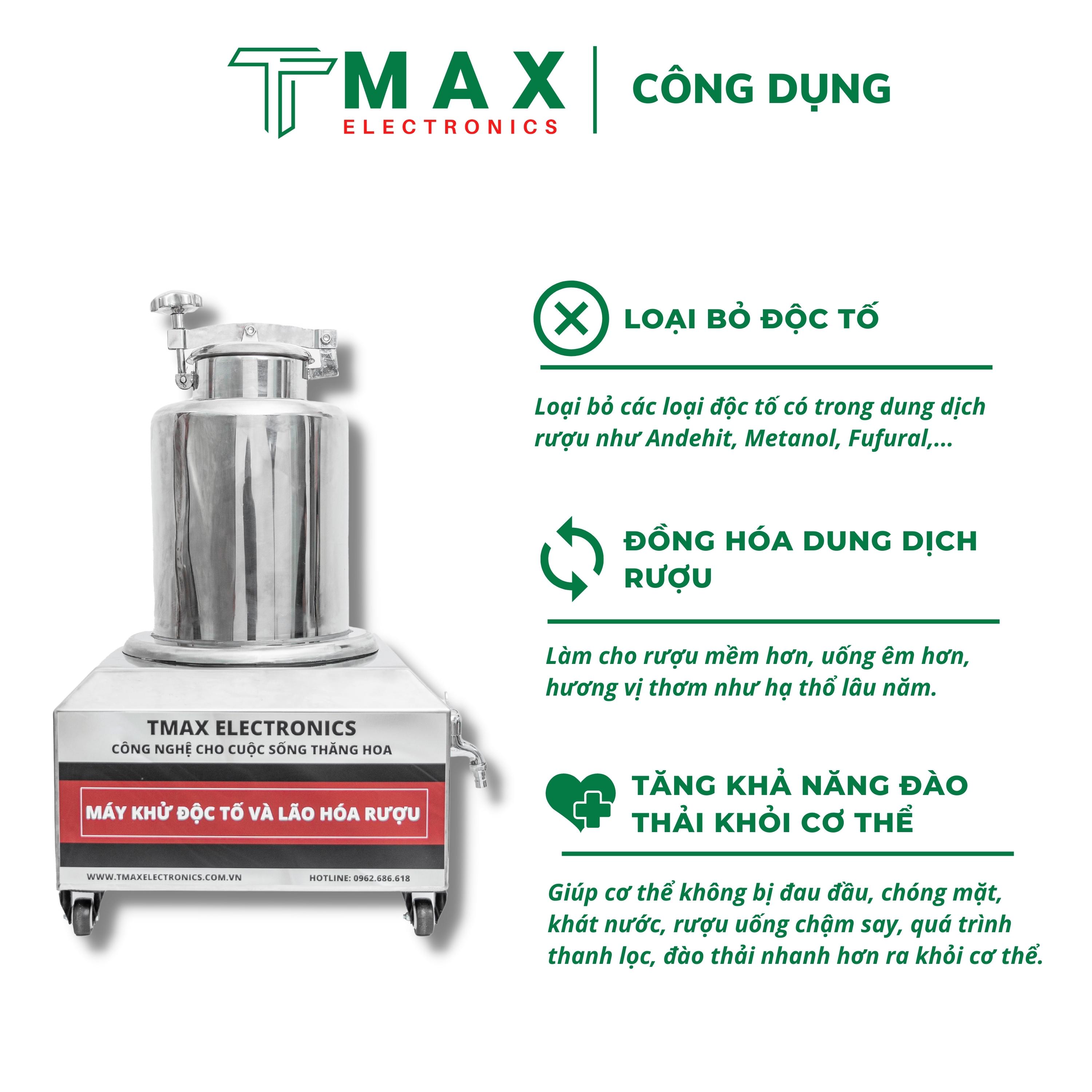 Máy Khử Độc Tố Và Lão Hóa Rượu Tmax Electronics 15L - Hàng Chính Hãng - Bảo Hành 12 Tháng