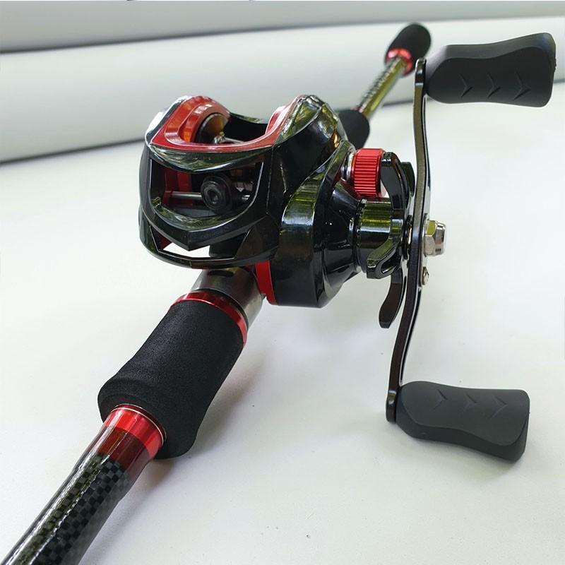 Combo máy ngang cần câu lure rút gọn 60cm chất liệu carbon độ dài 1m8 - 2m1 - 2m4 tặng máy ngang và hộp mồi lure B-CM9