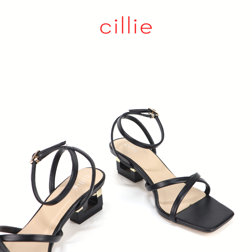 Giày sandal nữ dây chéo mảnh cao 5cm Cillie 1095