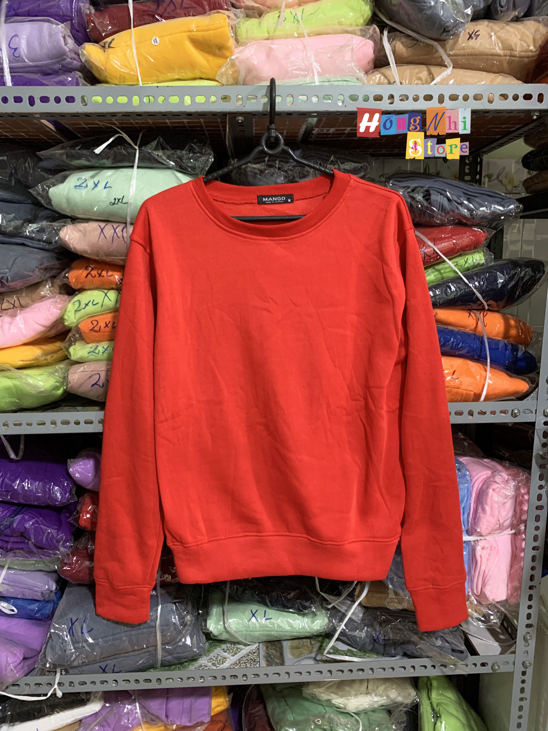 Áo Sweater Trơn Chất Nỉ Lót Bông Màu Đỏ Tươi - Sweater Unisex - MM