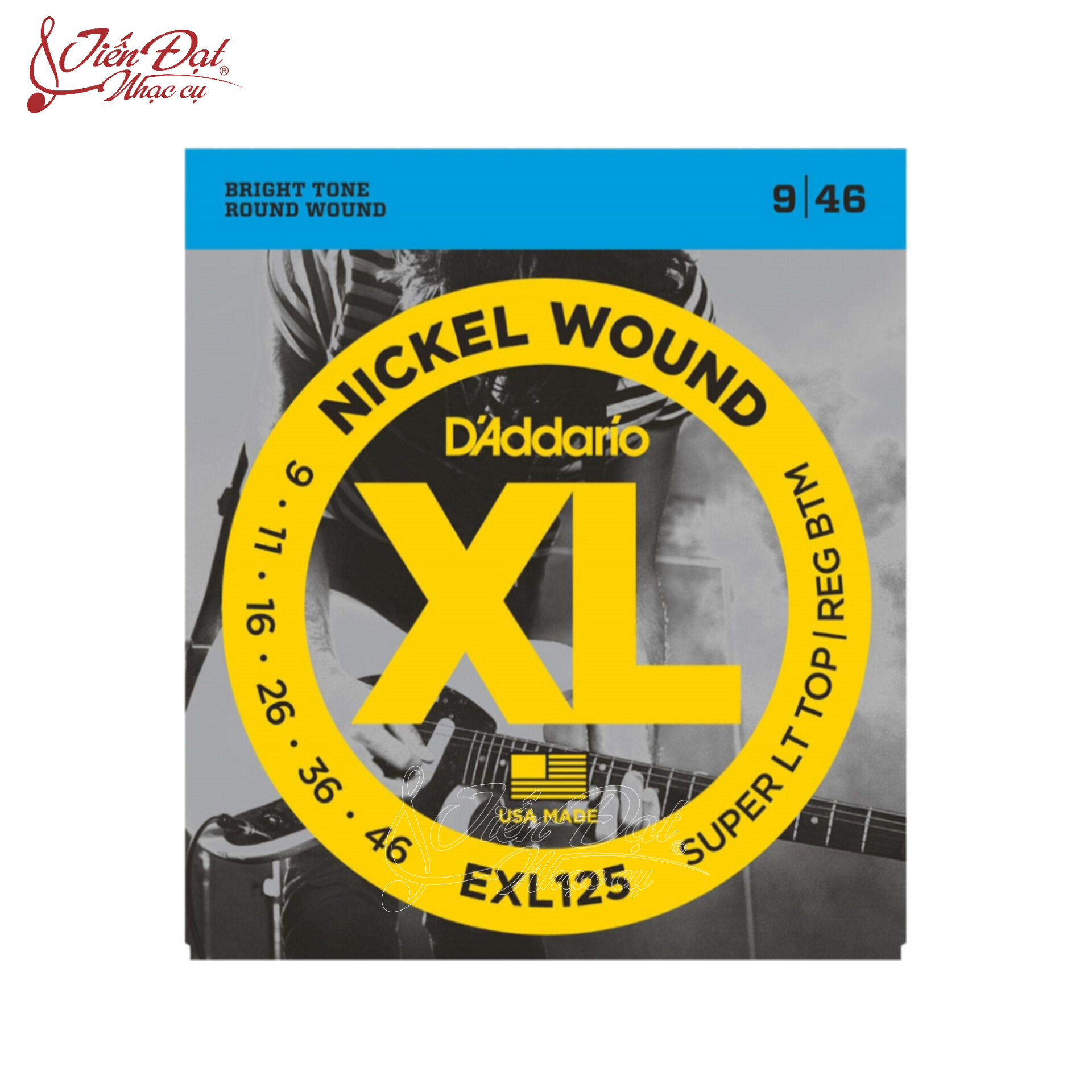 Bộ Dây Đàn Guitar Điện/Electric Guitar D'Addario EXL125 Nickel Wound 9-46 - Hàng Chính Hãng