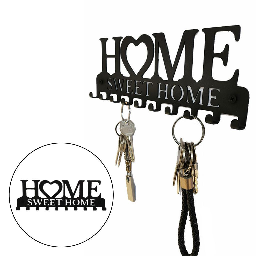 2xWall Mounted Key Holder 10 Hooks Iron Wall Hanger Storage Rack Organizer