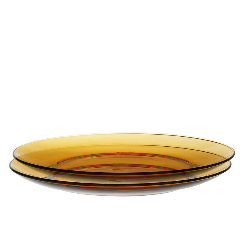 Bộ 2 dĩa D3006D Duralex Lys vàng Amber 23.5cm Thủy tinh cường lực cao cấp Pháp