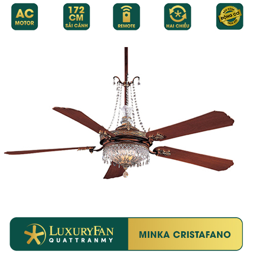 Quạt trần Mỹ MINKA CRISTAFANO - 5 cánh gỗ, sải cánh 172cm, điều khiển từ xa - Hàng chính hãng