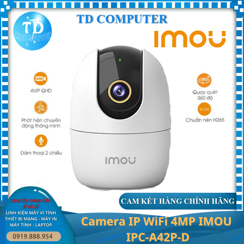 Camera IP WiFi 4MP IMOU IPC-A42P-D, phát hiện người lạ bằng AI (Không kèm thẻ nhớ) - Hàng chính hãng FPT phân phối