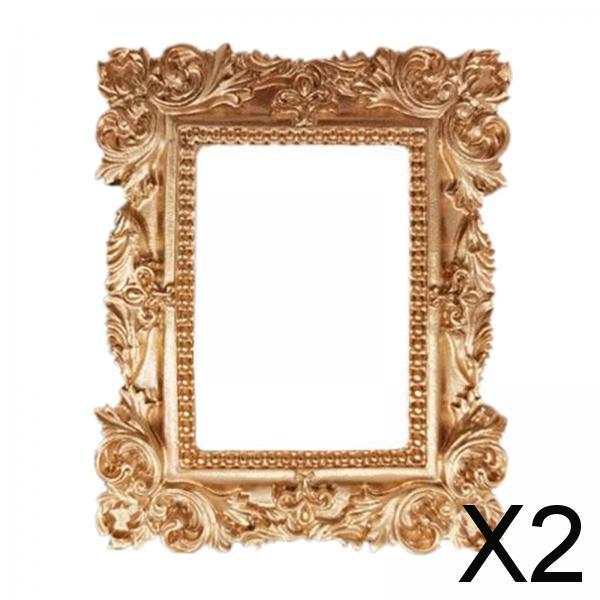 2xVintage Photo Frame Carved Lace Resin Mini Picture Frame Photo Props Square
