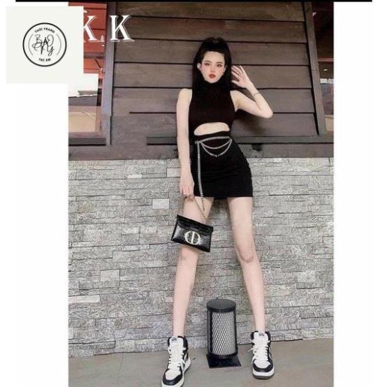 Váy đầm ôm body cho bé gái, kèm phụ kiện, thun 100% cotton - SockiMall
