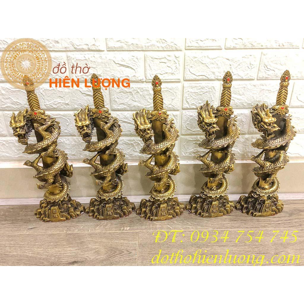 Rồng Cuộn Kiếm Bằng Đồng Cao 40cm