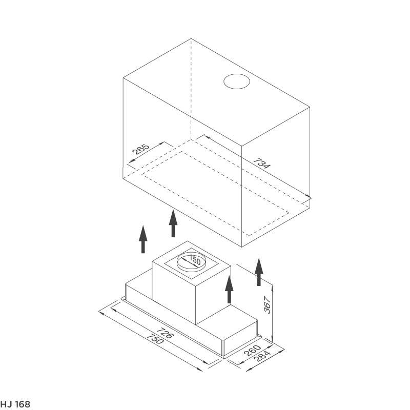 Máy hút mùi âm tủ Malloca HJ-168 - Công Suất Hút 750 m3/h - Hàng Chính Hãng