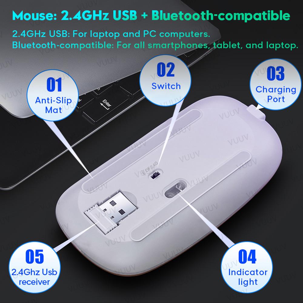 Dành Cho Máy Tính Bảng iPad Bàn Phím Có Đèn Nền Bluetooth Không Dây-Tương Thích Bàn Phím Chuột Dành Cho Android Windows IOS Điện Thoại Máy Tính Bảng Laptop